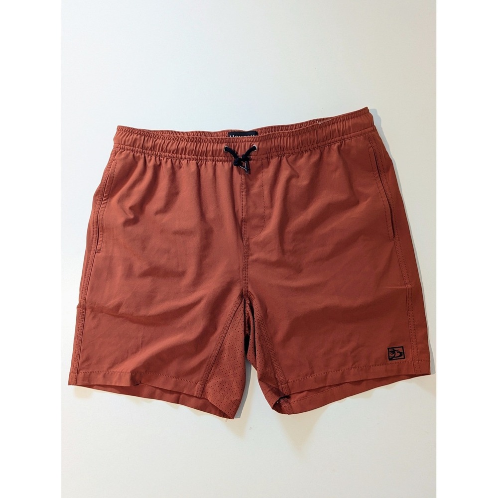 Honolua Surf Co Mens Hybrid Shorts Rust Red Mesh Inset Board Shorts Size M